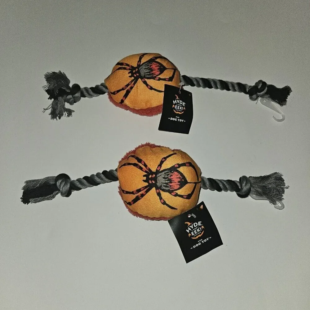 NWT 2 Halloween Dog Toys Lot Spider Plush With Rope Dog Toy Hyde & Eek